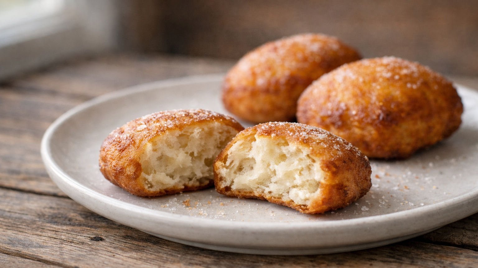 Kalaallit kaagiat Greenlandic fried dough cakes served warm on a simple ceramic plate