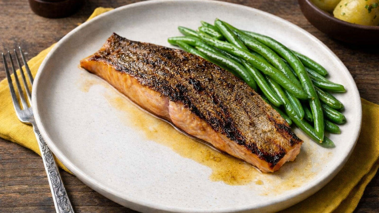 Pan-seared Greenlandic Arctic char with sides